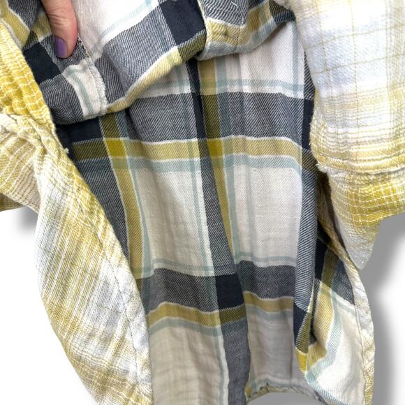 Free People Mustard Yellow Flannel Double Dip Button Down Oversized Shirt Medium - Picture 5 of 9